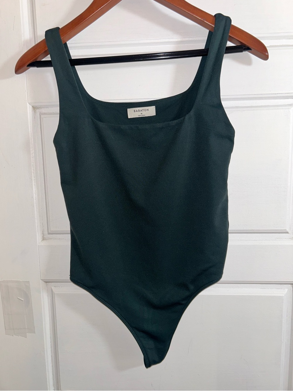 Babaton Forest Green Square Neck Stretch Bodysuit Size M